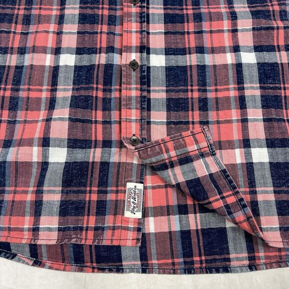 Flag & Anthem Red White Blue Plaid Short Sleeve 100% Cotton Button Shirt Men XL - Picture 6 of 10